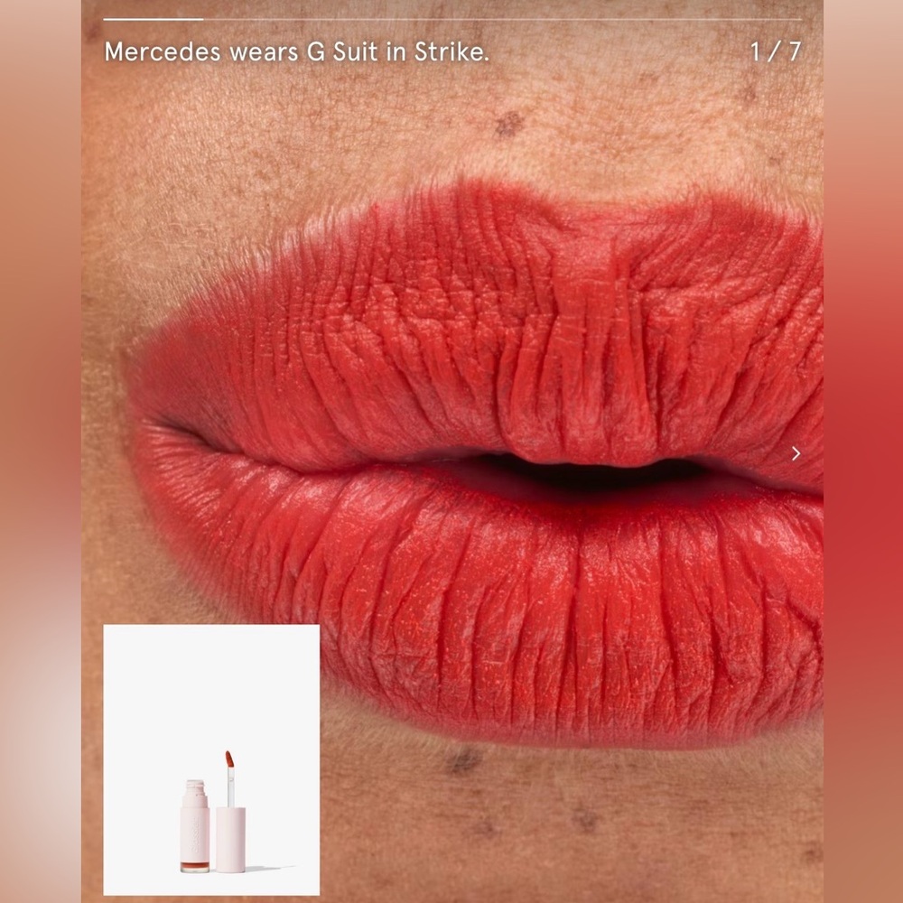 ⭐️BNIB⭐️ Glossier~G Suit Soft Touch Lip Crème~ Strike (Burnt Orange-Red)